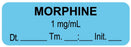 Medical Labels - Anesthesia Label, Morphine 1mg/mL Date Time Initial, 1-1/2" x 1/2"