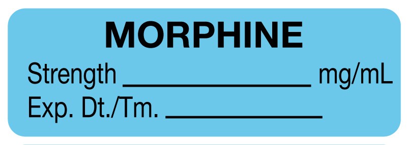 Medical Labels - Anesthesia Label, Morphine mg/mL, 1-1/2" x 1/2"