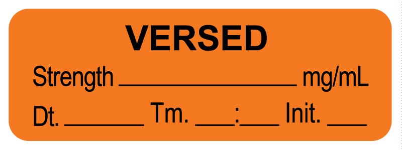Medical Labels - Anesthesia Label, Versed mg/mL DTI 1-1/2" x 1/2"