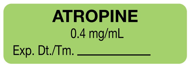 Medical Labels - Anesthesia Label, Atropine .4Mg/mL, 1-1/2" x 1/2"