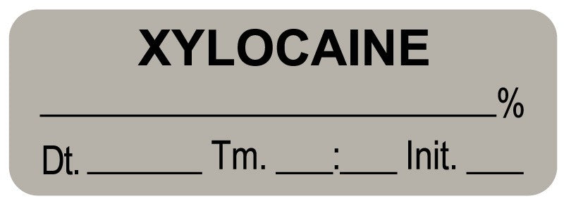 Medical Labels - Anesthesia Label, Xylocaine % Date Time Initial, 1-1/2" x 1/2"