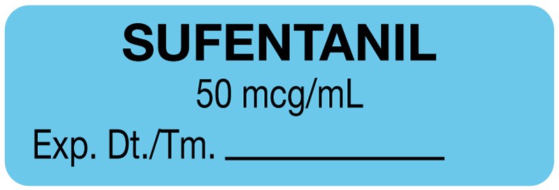 Medical Labels - Anesthesia Label, Sufentanil 50 mcg/mL, 1-1/2" x 1/2"