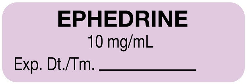 Medical Labels - Anesthesia Label, Ephedrine 10 mg/mL , 1-1/2" x 1/2"