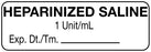 Medical Labels - Anesthesia Label, Heparanized Saline 1 Unit/mL , 1-1/2" x 1/2"