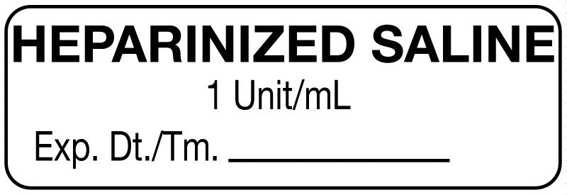 Medical Labels - Anesthesia Label, Heparanized Saline 1 Unit/mL , 1-1/2" x 1/2"