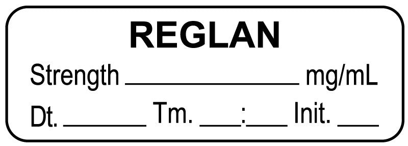 Medical Labels - Anesthesia Label, Reglan mg/mL Date Time Initial, 1-1/2" x 1/2"