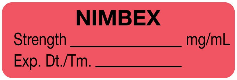 Medical Labels - Anesthesia Label, Nimbex mg/mL, 1-1/2" x 1/2"