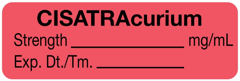 Medical Labels - Anesthesia Label, CISATRAcurium mg/mL, 1-1/2" x 1/2"