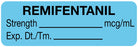 Medical Labels - Anesthesia Label, Remifentanil mcg/mL, 1-1/2" x 1/2"
