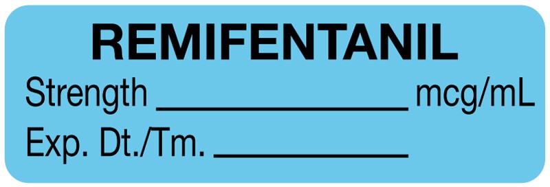 Medical Labels - Anesthesia Label, Remifentanil mcg/mL, 1-1/2" x 1/2"
