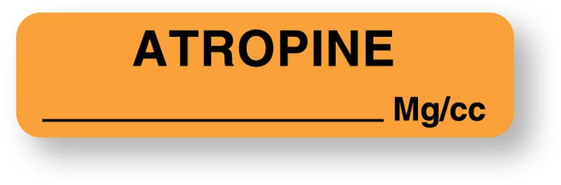 Medical Labels - Anesthesia Label, Atropine mg/mL, 1-1/4" x 5/16"