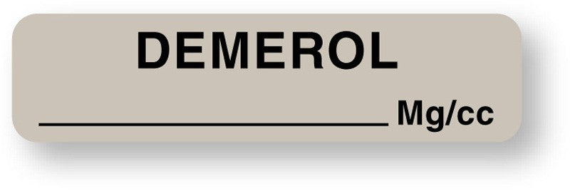 Medical Labels - Anesthesia Label, Demerol mg/cc, 1-1/4" x 5/16"