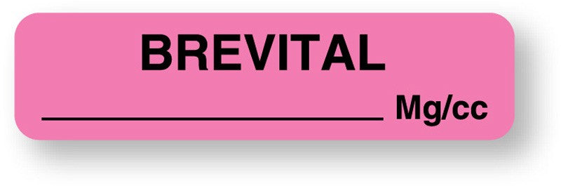 Medical Labels - Anesthesia Label, Brivital Mg/cc, 1-1/4" x 5/16"