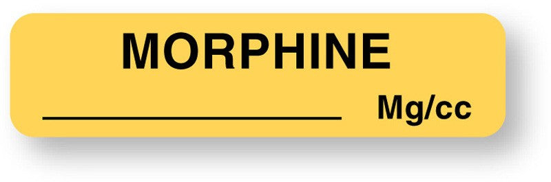 Medical Labels - Anesthesia Label, Morphine mg/mL, 1-1/4" x 5/16"