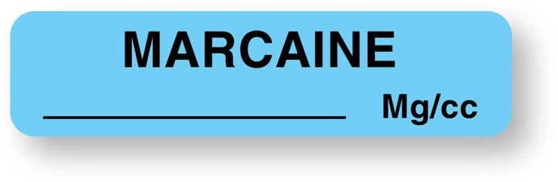 Medical Labels - Anesthesia Label, Marcaine mg/cc, 1-1/4" x 5/16"