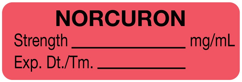 Medical Labels - Anesthesia Label, Norcuron mg/mL, 1-1/2" x 1/2"