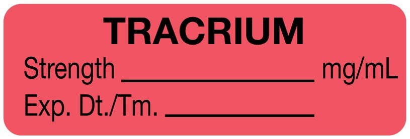 Medical Labels - Anesthesia Label, Tracurium mg/mL, 1-1/2" x 1/2"