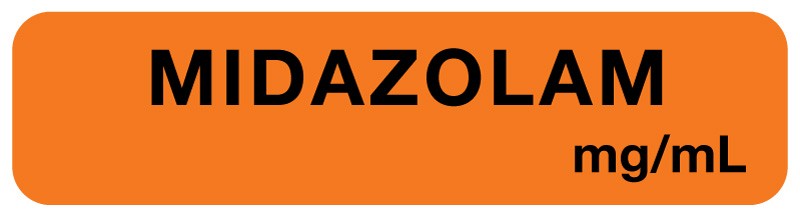 Medical Labels - Anesthesia Label, Midazolam mg/mL, 1-1/2" x 1/2"