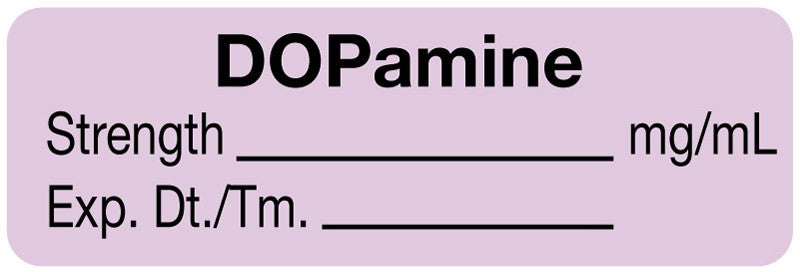 Medical Labels - Anesthesia Label, DOPamine mg/mL, 1-1/2" x 1/2"