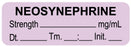 Medical Labels - Anesthesia Label, Neosynephrine mg/mL Date Time Initial, 1-1/2" x 1/2"
