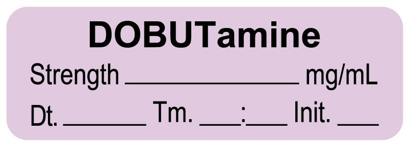 Medical Labels - Anesthesia Label, Dobutamine mg/mL Date Time Initial, 1-1/2" x 1/2"