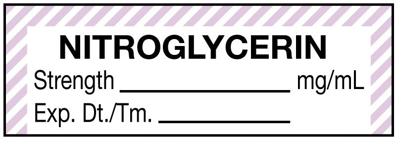 Medical Labels - Anesthesia Label, Nitroglycerine mg/mL, 1-1/2" x 1/2"