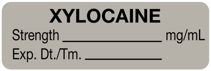 Medical Labels - Anesthesia Label, Xylocaine mg/mL, 1-1/2" x 1/2"