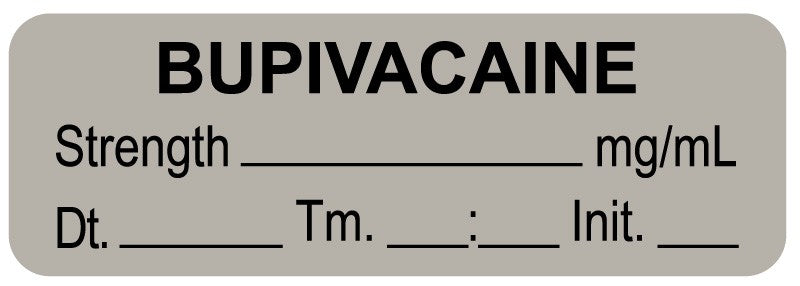 Medical Labels - Anesthesia Label, Bupivacaine mg/mL Date Time Initial, 1-1/2" x 1/2"