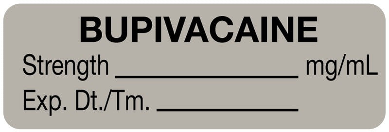 Medical Labels - Anesthesia Label, Bupivacaine mg/mL, 1-1/2" x 1/2"
