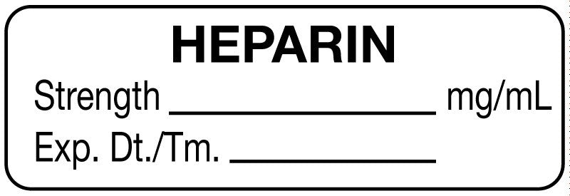 Medical Labels - Anesthesia Label, Heparin mg/mL, 1-1/2" x 1/2"