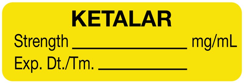 Medical Labels - Anesthesia Label, Ketalar mg/mL, 1-1/2" x 1/2"