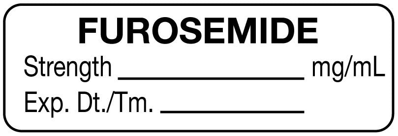 Medical Labels - Anesthesia Label, Furosemide mg/mL, 1-1/2" x 1/2"