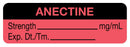 Medical Labels - Anesthesia Label, Anectine mg/mL, 1-1/2" x 1/2"