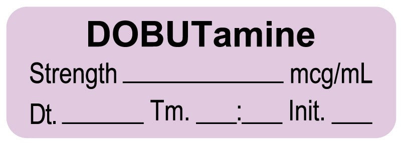 Medical Labels - Anesthesia Label, Dobutamine mcg/mL Date Time Initial, 1-1/2" x 1/2"