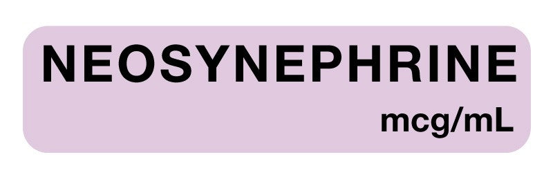 Medical Labels - Anesthesia Label, Neosynephrine mcg/mL, 1-1/4" x 5/16"