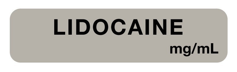 Medical Labels - Anesthesia Label, Lidocaine mg/mL, 1-1/4" x 5/16"