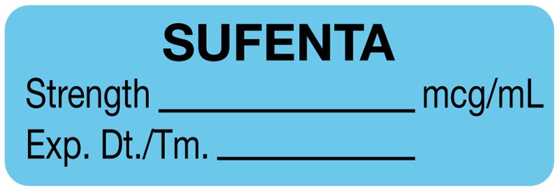 Medical Labels - Anesthesia Label, Sufenta mcg/mL, 1-1/2" x 1/2"