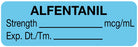 Medical Labels - Anesthesia Label, Alfentanyl mg/mL, 1-1/2" x 1/2"