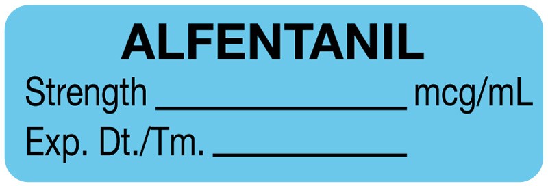 Medical Labels - Anesthesia Label, Alfentanyl mg/mL, 1-1/2" x 1/2"