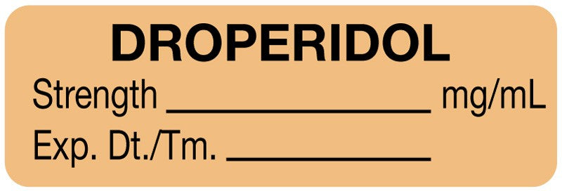 Medical Labels - Anesthesia Label, Droperidol mg/mL, 1-1/2" x 1/2"