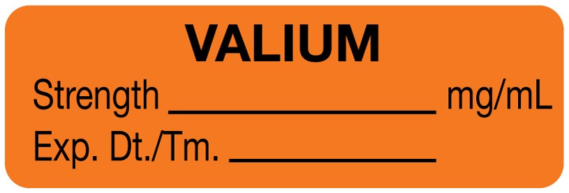 Medical Labels - Anesthesia Label, Valium mg/mL, 1-1/2" x 1/2"