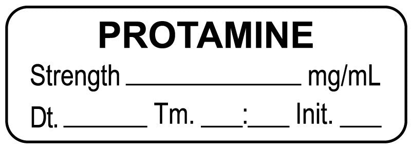 Medical Labels - Anesthesia Label, Protamine mg/mL Date Time Initial, 1-1/2" x 1/2"