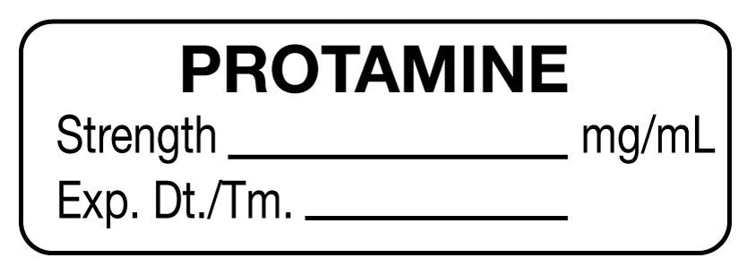 Medical Labels - Anesthesia Label, Protamine mg/mL, 1-1/2" x 1/2"