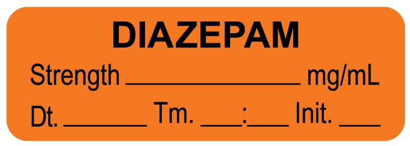 Medical Labels - Anesthesia Label, Diazepam mg/mL Date Time Initial, 1-1/2" x 1/2"