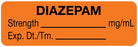 Medical Labels - Anesthesia Label, Diazepam mg/mL, 1-1/2" x 1/2"