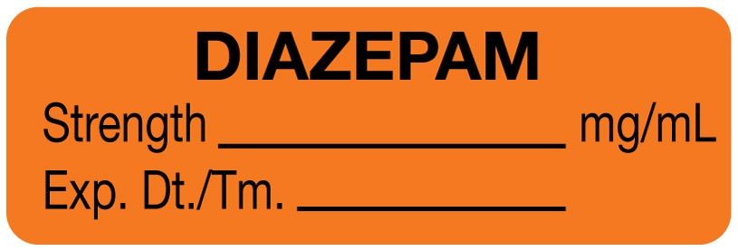 Medical Labels - Anesthesia Label, Diazepam mg/mL, 1-1/2" x 1/2"