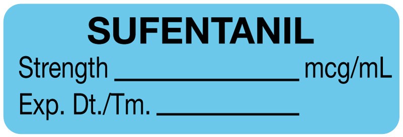 Medical Labels - Anesthesia Label, Sufentanil mcg/mL, 1-1/2" x 1/2"