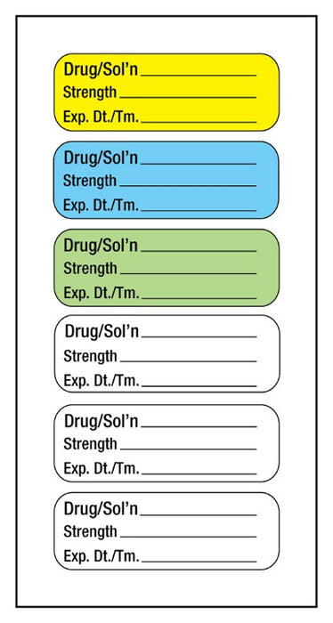 Medical Labels - 6-label Anesthesia Sheet, 1-1/2" x 1/2"