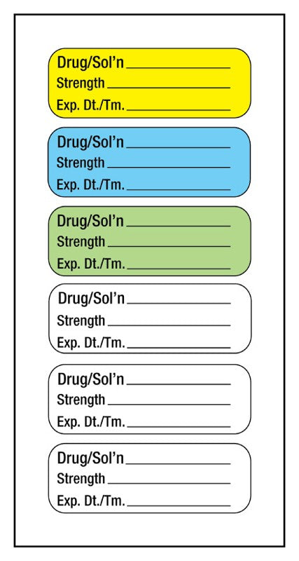 Medical Labels - 6-label Anesthesia Sheet, 1-1/2" x 1/2"