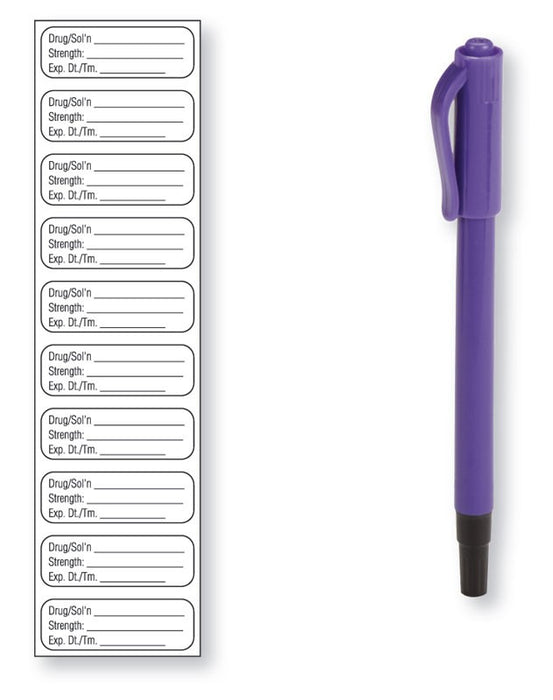 Medical Labels - 10-label Sheet w/Dual-Tip Marker, 1-1/2" x 1/2"